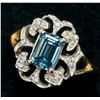 Image 1 : BZ1957-69K 10K YELLOW GOLD BLUE DIAMOND RING