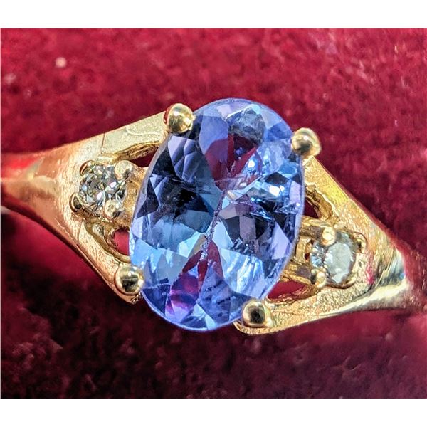 BZ1998-52A 10K 1.6G TANZANITE DIAMOND RING