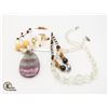 Image 1 : VINTAGE CRYSTAL BEAD NECKLACE, MATCHING EARRINGS &
