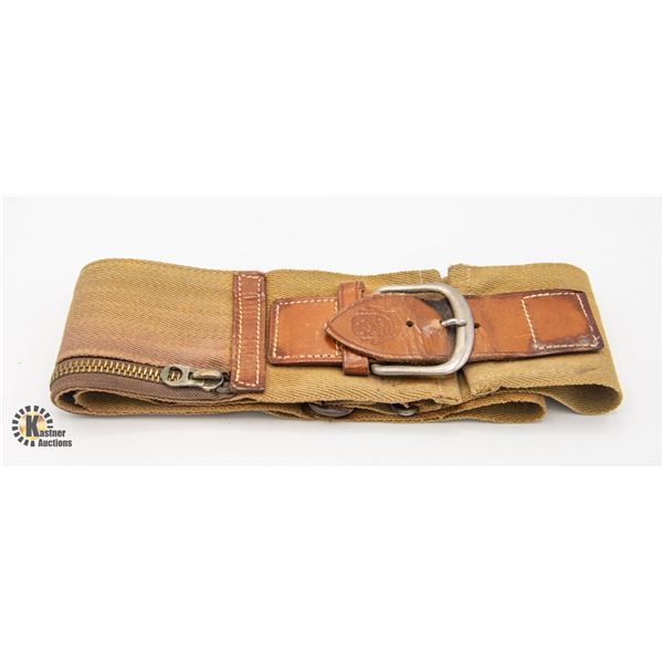 CANADIAN MILITARY WWII BELT W/ DOCUMENT STORAGE