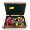 Image 1 : VTG JEWELRY BOX FULL OF BROACHS, BRACELETS ETC