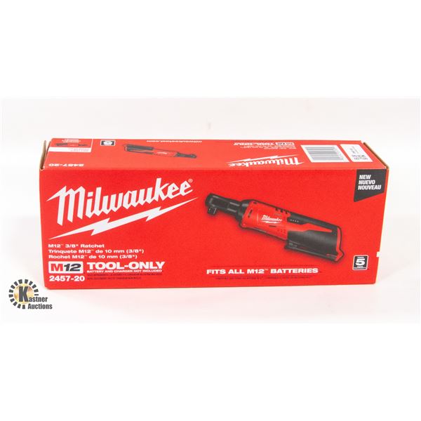 NEW MILWAUKEE M12 CORDLESS 3/8 RACTHET TOOL ONLY