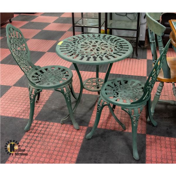 HOLLOW CAST PATIO TABLE (H-26.75") WITH 2 CHAIRS