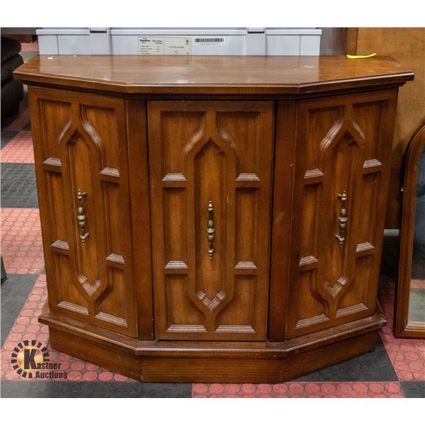 ANGLED HALF MOON WOODEN CABINET 34" X 12" X 28"