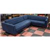 Image 1 : INDIGO BLUE FABRIC L-SHAPED SECTIONAL SOFA