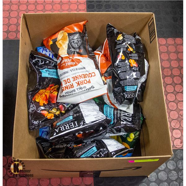LARGE BOX OF CHIPS AND CRISPY MINIS