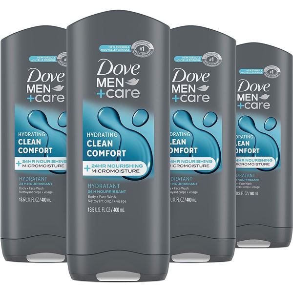 4 NEW 400ML BOTTLES OF DOVE MEN + CARE HYDRATING