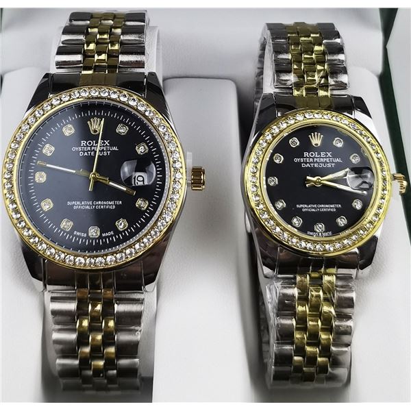 NEW REPLICA ROLEX "DATE JUST" COUPLES QUARTZ WATCH