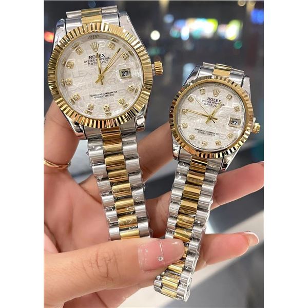 NEW REPLICA ROLEX "DATE JUST" COUPLES QUARTZ WATCH