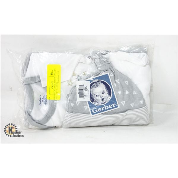 BRAND NEW GERBER BABY ONESIES 4 PIECE SET 3-6 MTHS