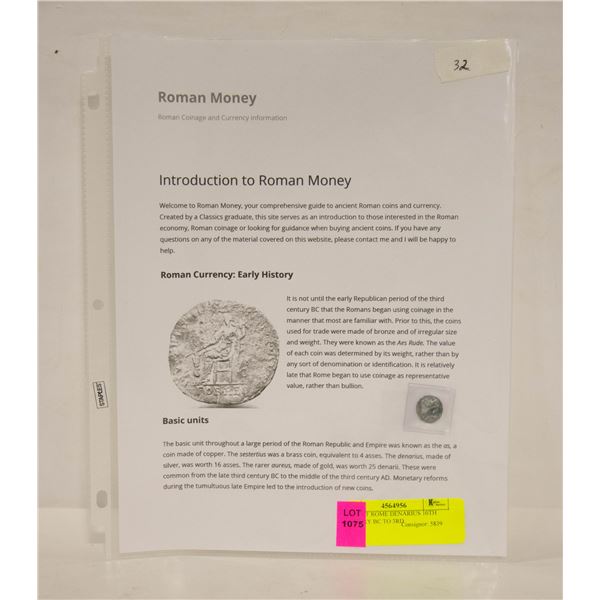 ANCIENT ROME DENARIUS 10TH CENTURY BC TO 3RD