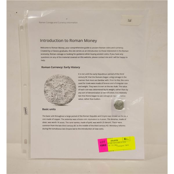 ANCIENT ROME DENARIUS 4TH CENTURY BC TO 3RD