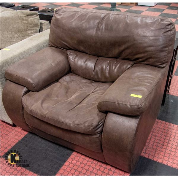 ESTATE BROWN LEATHERETTE OVERSIZED CHAIR