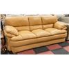 Image 1 : MUTED ORANGE/TAN LEATHERETTE SOFA