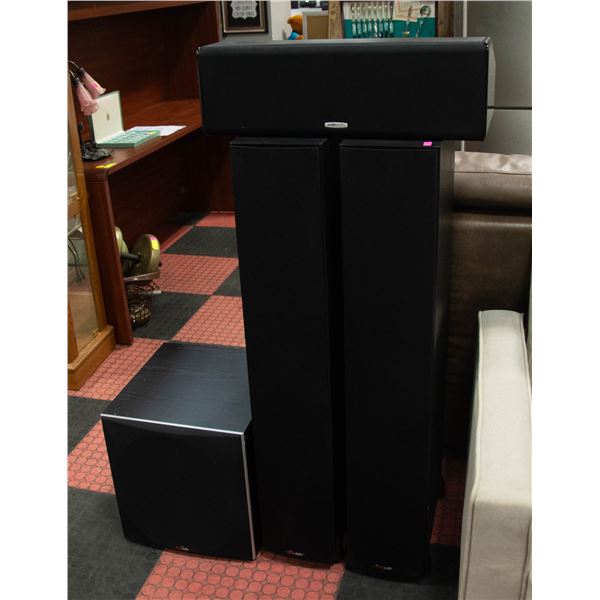 POLK AUDIO TOWER SPEAKERS WITH CENTER AND SUB