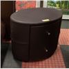 Image 1 : PAIR OF BROWN LEATHERETTE OVAL NIGHTSTANDS