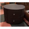 Image 2 : PAIR OF BROWN LEATHERETTE OVAL NIGHTSTANDS