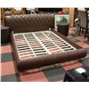 Image 1 : BROWN LEATHERETTE QUEEN SIZE BEDFRAME
