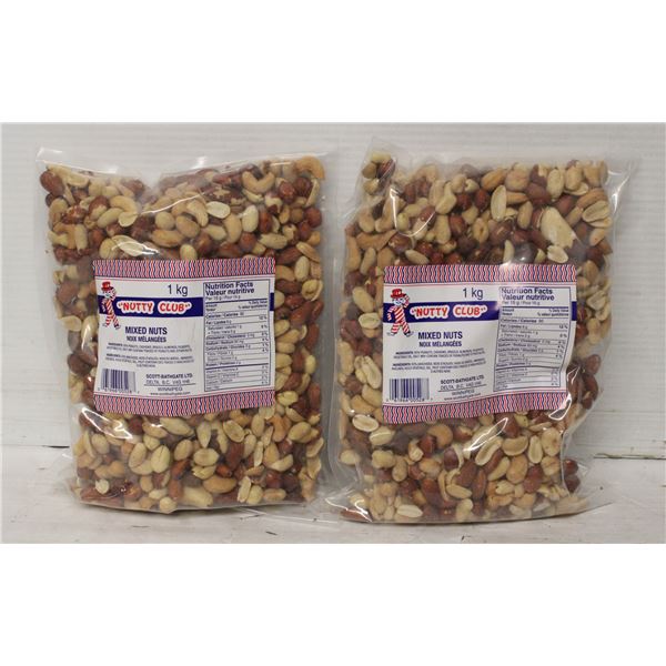 2 - 1 KG BAGS OF NUTTY CLUB MIXED NUTS