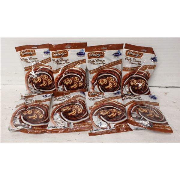 8 BAGS OF SWIRLY’S COFFEE CREAM CANDY