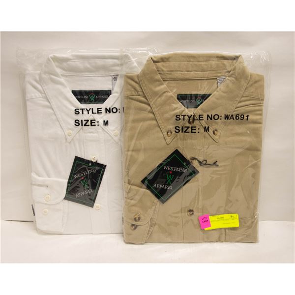 NEW MEN'S SHIRTS 1WHITE 1TAN SIZE M