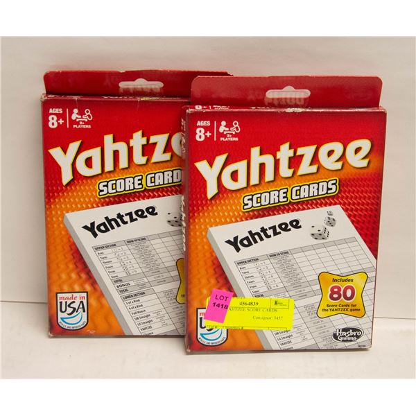 2 NEW YAHTZEE SCORE CARDS