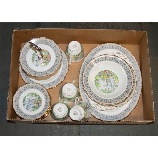 SET OF ROYAL ALBERT SILVER BIRCH BONE CHINA