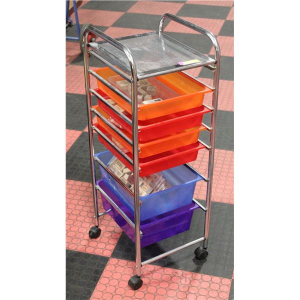 STAND UP CRAFT TROLLY FILLED WITH SUPPLIES