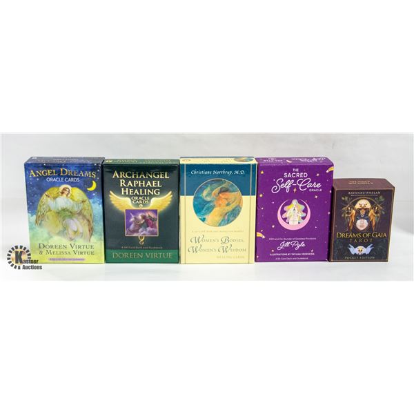 LOT OF 5 SETS TAROT CARDS