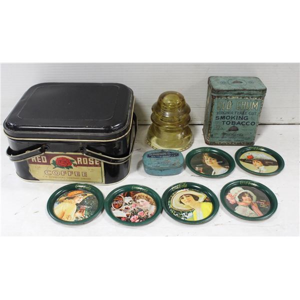 ANTIQUE TINS ALL TOGETHER-ESTATE