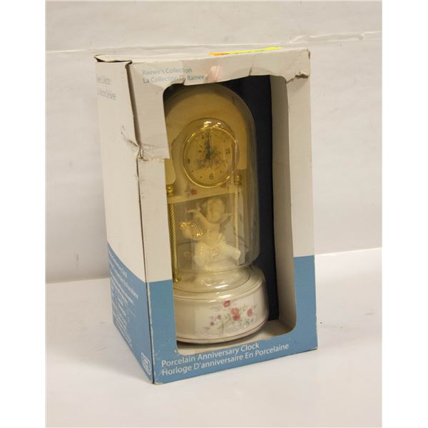 NEW CHERUB DOME CLOCK W/GOLD TRIM, PINK