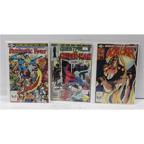 3 VINTAGE COMICS FANTASTIC FOUR SPIDER-MAN KA-ZAR