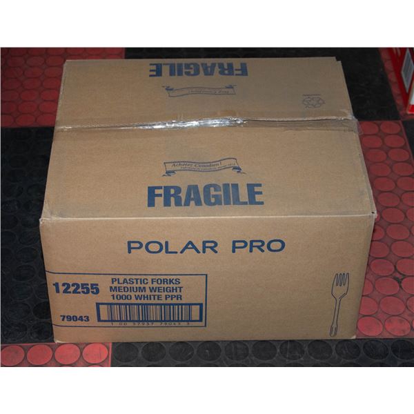 CASE OF POLAR PRO PLASTIC FORKS 1000 PCS