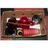 Image 1 : BOX OF ASSORTED COLORED GLASS/CRYSTAL DECOR