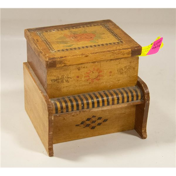 ANTIQUE CIGARETTE DISPENSER WOOD BOX CHEST-ESTATE