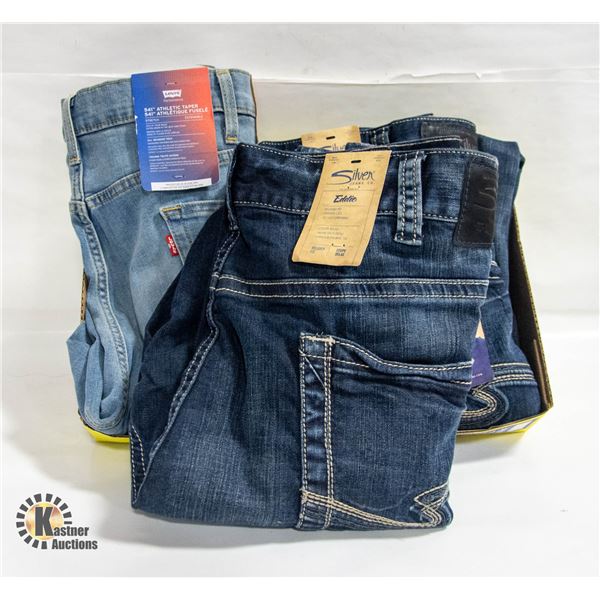 3X NEW WITH TAGS JEANS SILVER LEVIS SIZE 48