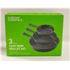 Image 1 : 3 PIECE CAST IRON SKILLET SET - NEW IN BOX