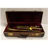 Image 1 : ANTIQUE RENE DUVAL BRASS TRUMPET WITH CASE &