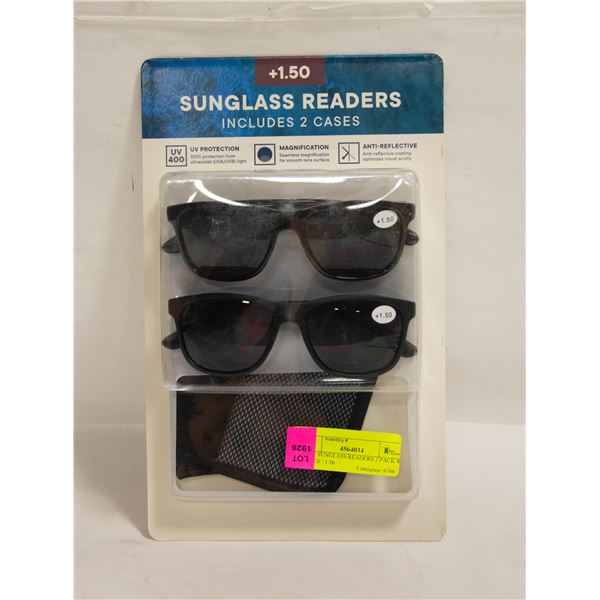 NEW SUNGLASS READERS 2 PACK W/ CASES +1.50