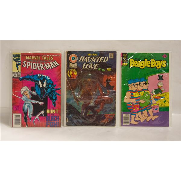 3 VINTAGE COMICS SPIDER-MAN HAUNTED LOVE BEAGLE