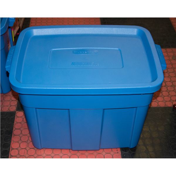 NEW RUBBERMAID 68 LITRE ROUGHNECK TOTE WITH LID