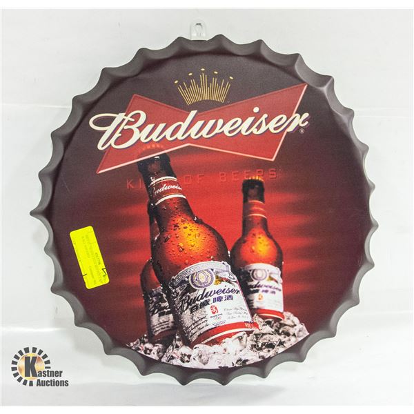 METAL "BUDWEISER BOTTLE CAP" WALL HANGED