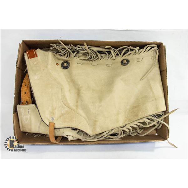 KIDS LEATHER FRINGED CHAPS 26" INSEAM