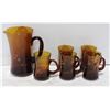 Image 1 : VINTAGE AMBER ETCHED GLASS HANDCRAFTED SPAIN