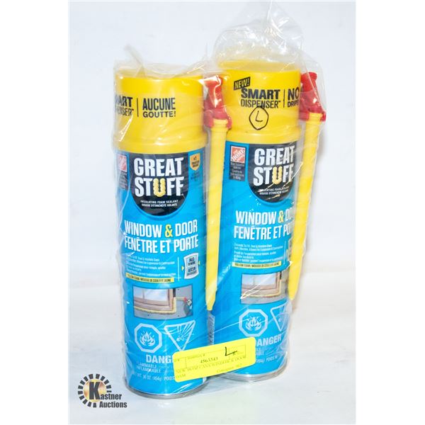 2 NEW 16 OZ CANS WINDOW & DOOR FOAM