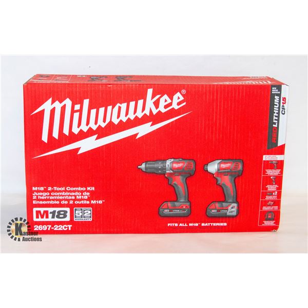 NEW MILWAUKEE M-18 2-TOOL COMBO KIT HAMMERDRILL