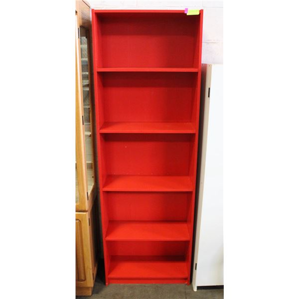RED SHELVING UNIT H-71" W-9.5" L-23.5"