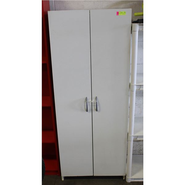 WHITE ENCLOSED PANTRY CABINET H-59.75" W-12.5"