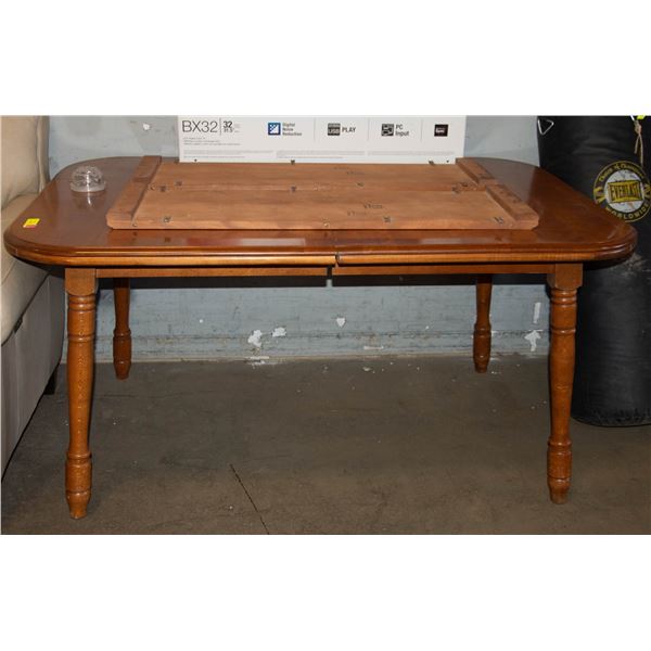 SOLID WOOD TABLE H-29.25" WITH 2 EXTENSION INSERTS