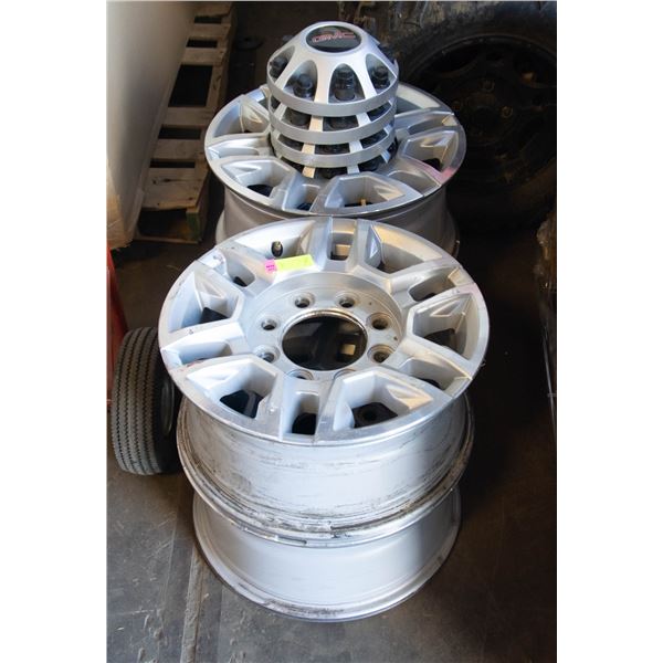 USED SET OF 4 GMC 8 BOLT 17" RIMS WITH CAPS